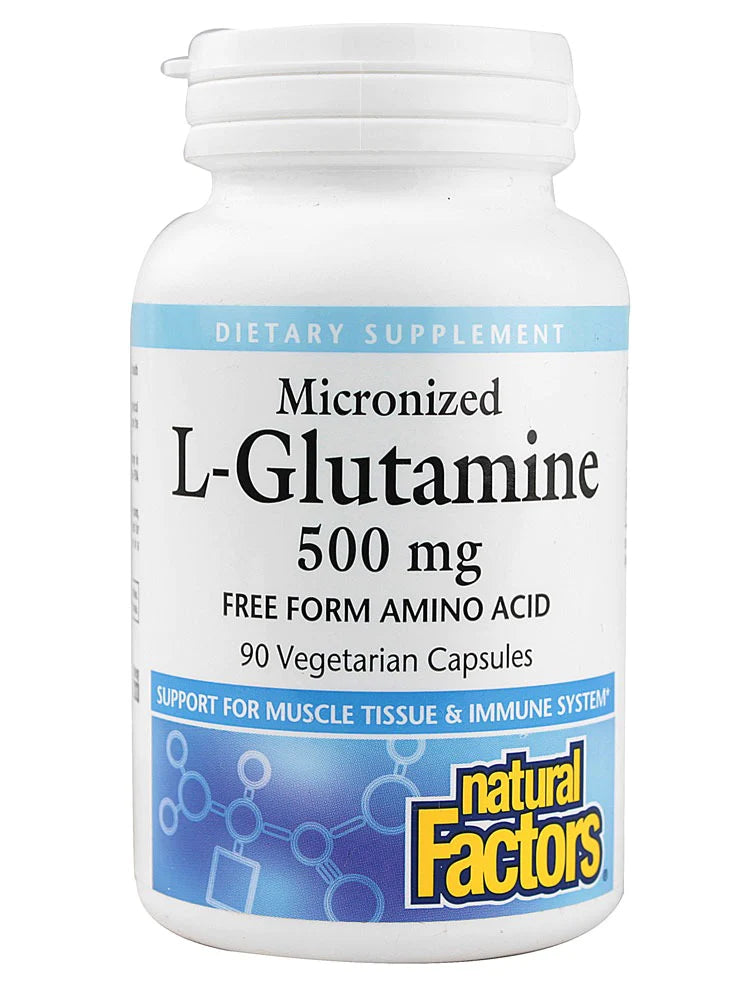 Natural Factors- Micronized L-Glutamine- 500 mg- 90 Capsules