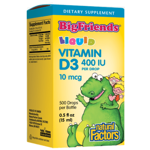 Natural Factors- BigFriends Liquid Vitamin D3- 10 mcg- 0.5 fl oz
