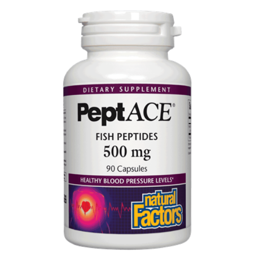 Natural Factors- PeptACE Fish Peptides- 500 mg- 90 Capsules