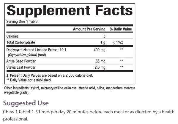 Natural Factors- DGL- 400 mg- 180 Chewable Vegan Tablets