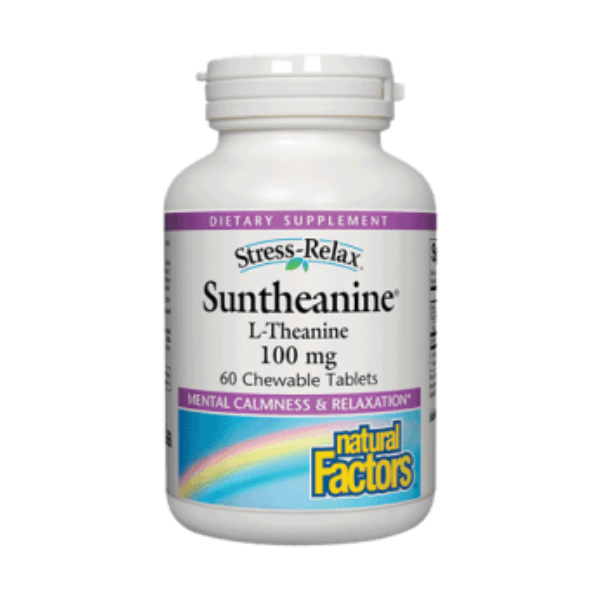 Natural Factors- Stress-Relax® Suntheanine® L-Theanine- 100 mg- 60 Chewable Tablets