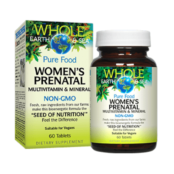 Natural Factors- Whole Earth and Sea Women’s Prenatal Multivitamin and Minerals-  60 Vegan Tablets