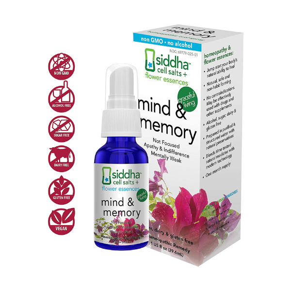 Siddha Remedies- Mind & Memory Homeopathic Spray- 1 fl oz