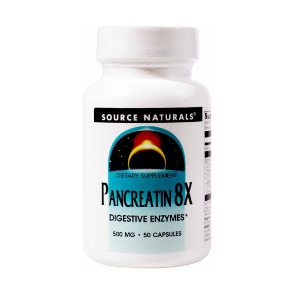 Source Naturals- Pancreatin 8X- 500 mg- 50 Capsules